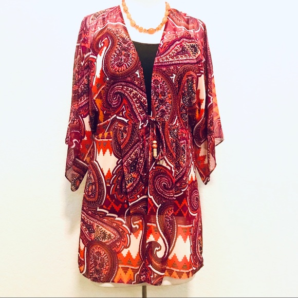 CABi Paisley Print Kimono Top SZ Medium - Picture 6 of 11